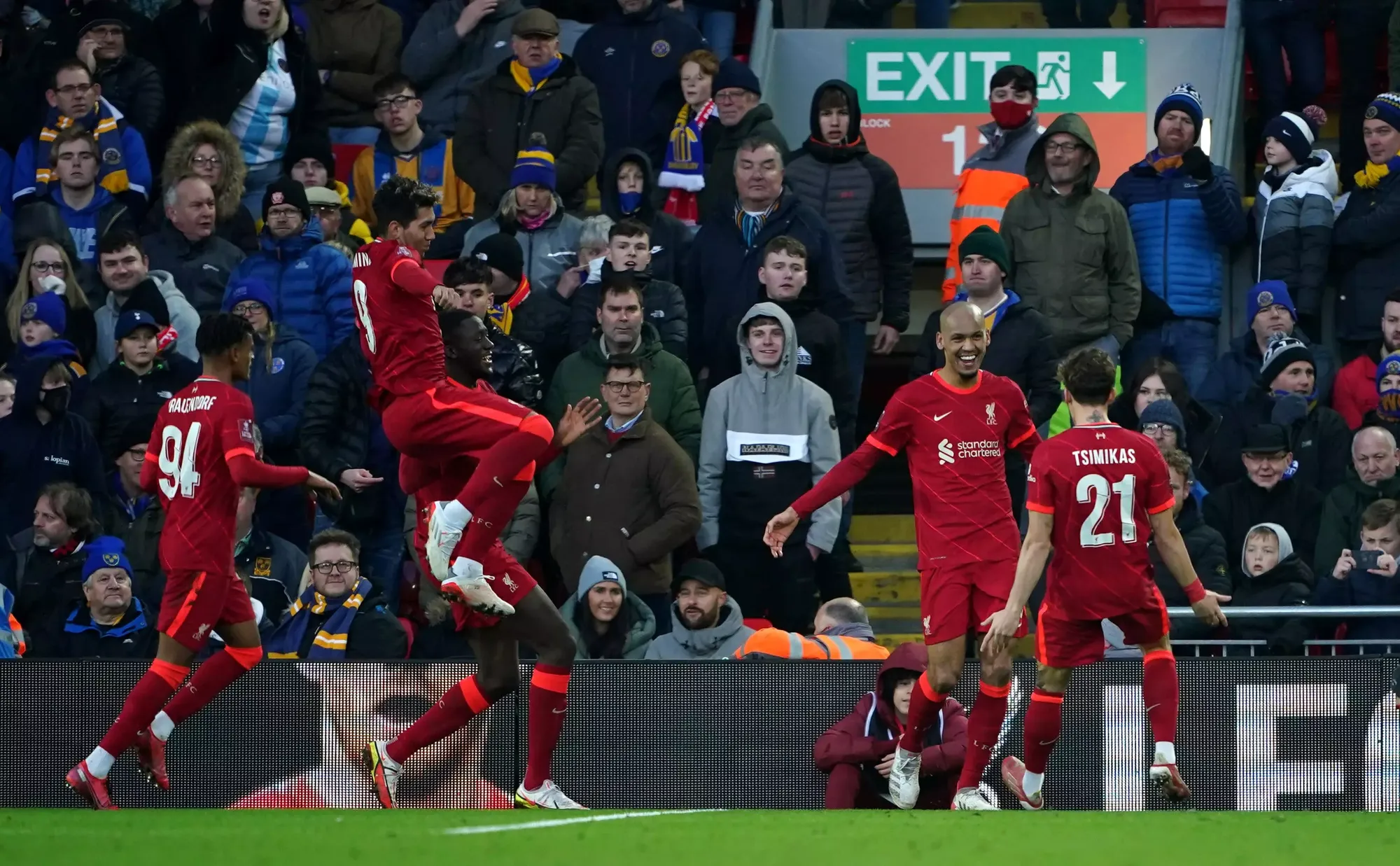 Fabinho netted twice for Liverpool against The Shrews