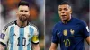 Argentina’s Lionel Messi and France’s Kylian Mbappe (PA)