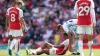 Arsenal defender Jurrien Timber (centre) looks set for a lengthy spell of rehabilitation (Adam Davy/PA)