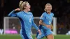 Lauren Hemp celebrates scoring England’s second goal against Australia (Isabel Infantes/PA).