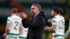 Brendan Rodgers applauds the fans after a last-gasp defeat (PA)