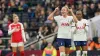 Martha Thomas celebrates scoring the winner for Tottenham against Arsenal in the Women’s Super League (Jonathan Brady/PA)
