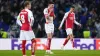 Declan Rice, centre, appears dejected following Arsenal’s defeat at Porto (Bradley Collyer/PA)