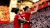 Liverpool’s Darwin Nunez (right) celebrates scoring their side’s third goal of the game during the Premier League match at A