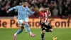 Kyle Walker, left, and Neal Maupay clashed in Manchester City’s win at Brentford (Adam Davy/PA)