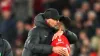 Liverpool manager Jurgen Klopp hugs player Trent Alexander-Arnold (right) after the final whistle in the Premier League matc