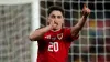 Daniel James celebrates after scoring Wales’ fourth goal in their Euro 2024 play-off semi-final victory over Finland (David 