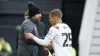 Derby manager Paul Warne (left) shakes hands with Dwight Gayle after he is substituted during the win over Port Vale (Richar