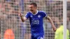Leicester City’s Jamie Vardy celebrates scoring the third (Mike Egerton/PA)