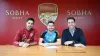 Jorginho (centre) signs his new Arsenal contract alongside manager Mikel Arteta (left) and technical director Edu (Stuart Ma
