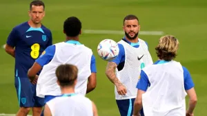 Today at the World Cup: Kyle Walker getting ready to stop Kylian Mbappe