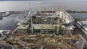 Everton insist charge will have no impact on new stadium’s funding or completion