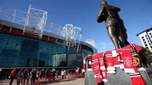 Fans have flocked to Old Trafford to leave flowers, scarves and messages following Sir Bobby Charlton’s death (Barrington Co
