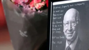 Old Trafford was awash with tributes to Sir Bobby Charlton on Sunday, with a book of condolence opened by the club (Barringt