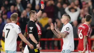 Kalvin Phillips sent off as Nottingham Forest add to West Ham’s troubles