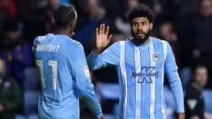 Ellis Simms celebrates first-half hat-trick as five-goal Coventry beat Rotherham