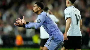 Jude Bellingham sent off after final whistle as Real Madrid draw with Valencia