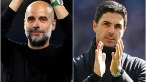 Pep Guardiola and Mikel Arteta (Mike Egerton/Zac Goodwin/PA)