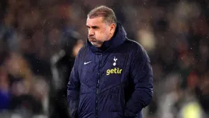 Ange Postecoglou watched Tottenham make it back-to-back London derby defeats on Thursday (John Walton/PA)