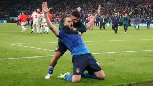 Leonardo Bonucci celebrates victory in the UEFA Euro 2020 final at Wembley (Nick Potts/PA)