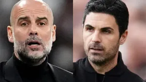 Pep Guardiola and Mikel Arteta (PA)