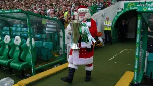 Santa Claus delivered the cinch Premiership trophy (Andrew Milligan/PA)