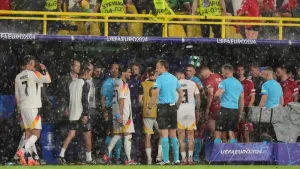 Germany-Denmark clash suspended due to torrential rain and thunder storm
