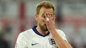 England’s Harry Kane reacts during the UEFA Euro 2024 clash with Slovenia (Martin Rickett/PA)