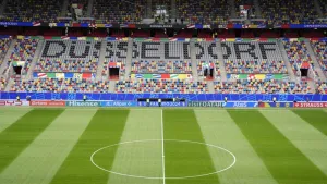 Police make two arrests after ‘small pocket of disorder’ from fans in Dusseldorf