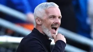 Jim Goodwin red-faced after taking a tumble following dramatic Dundee United win