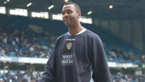 Former Leeds captain Lucas Radebe returned to the club to help promote the EFL’s Together Against Racism campaign (PA)