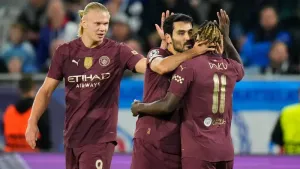 Manchester City stroll past Slovan Bratislava for first Champions League win