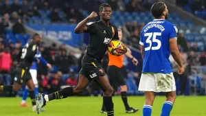 Goalscorer Vakoun Bayo delights manager Tom Cleverley