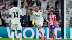 Kylian Mbappe’s equaliser in Madrid derby means champions Real maintain top spot