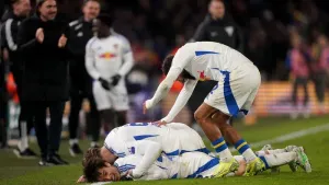 Ao Tanaka’s thumping finish sends Leeds back top of the Championship
