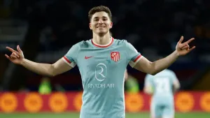 Julian Alvarez scored the only goal for Atletico Madrid (Joan Monfort/AP)