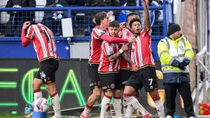 Sheffield United win Steel City derby to draw level at Championship summit