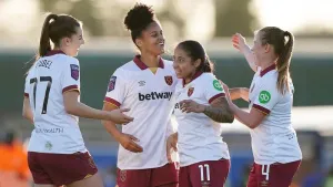 Shekiera Martinez (centre left) scored four times for West Ham (Zac Goodwin/PA)