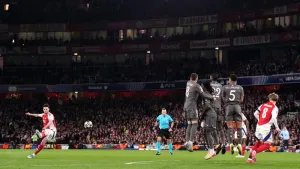 Declan Rice’s free-kick double helps Arsenal to stunning win against Real Madrid