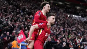 Diogo Jota fires leaders Liverpool to victory in controversial Merseyside derby