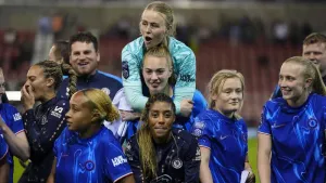 Sonia Bompastor wants treble and unbeaten season after Chelsea’s WSL title win