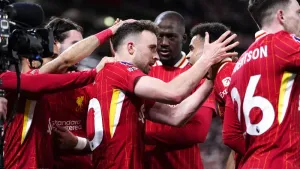 Diogo Jota scored the only goal of the game as Liverpool secured a 1-0 win against Everton (Peter Byrne/PA)