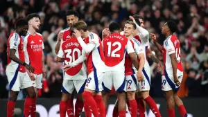 Leandro Trossard celebrates scoring for Arsenal against Crystal Palace (Adam Davy/PA)