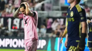 Inter Miami forward Lionel Messi holds his head after missing a chance (Lynne Sladky/AP)