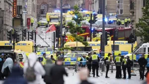 Police and emergency personnel dealing with a road traffic incident (Danny Lawson/PA)