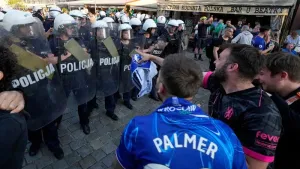 Police use water cannon on fans after trouble ahead of Chelsea-Betis final