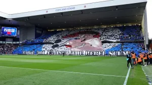 Rangers condemn derby bottle-throwing incident and ‘unacceptable’ tifo display