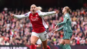 Alessia Russo is one of two Arsenal players on the shortlist for the PFA’s Women’s Player of the Year award (Zac Goodwin/PA)