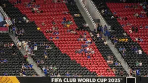 A sparse crowd watched Chelsea’s Club World Cup opener against Los Angeles FC on Monday (Mike Stewart/AP)