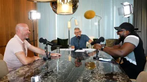 Gary Lineker’s podcast The Rest Is Football has linked up with DAZN (Goalhanger/PA handout)